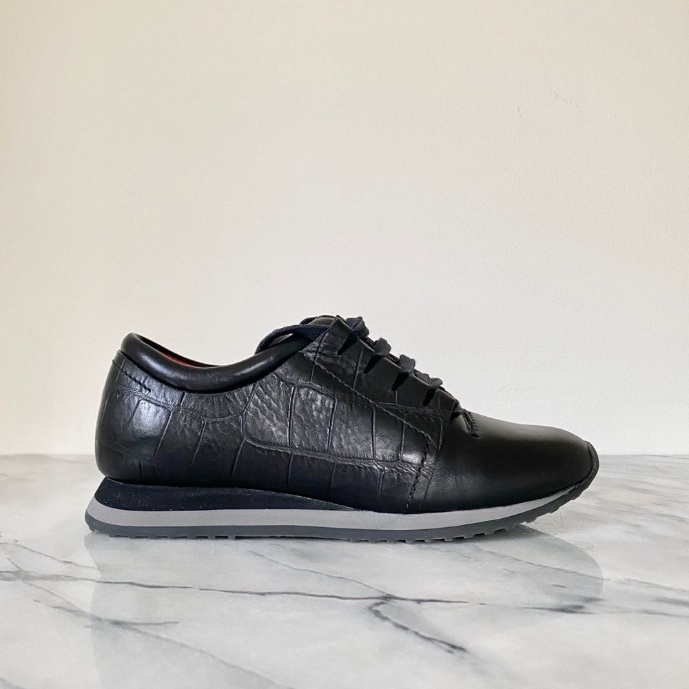 ALEXANDER WANG Dani Black Leather Sneakers, 35, 5